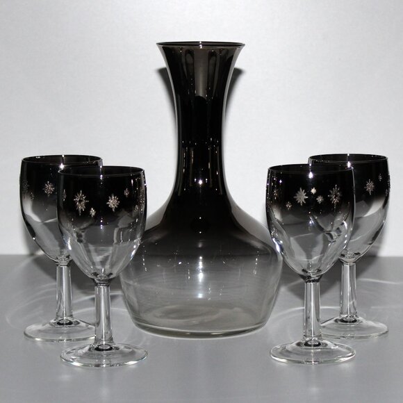 Elegant Black Glass Decanter Set - Picture 1 of 12